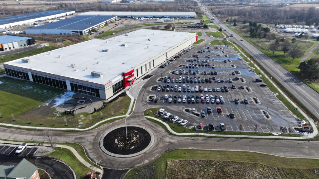 Aerial view of Tommy's Express and Tommy Car Wash Systems Headquarters in Holland, MI